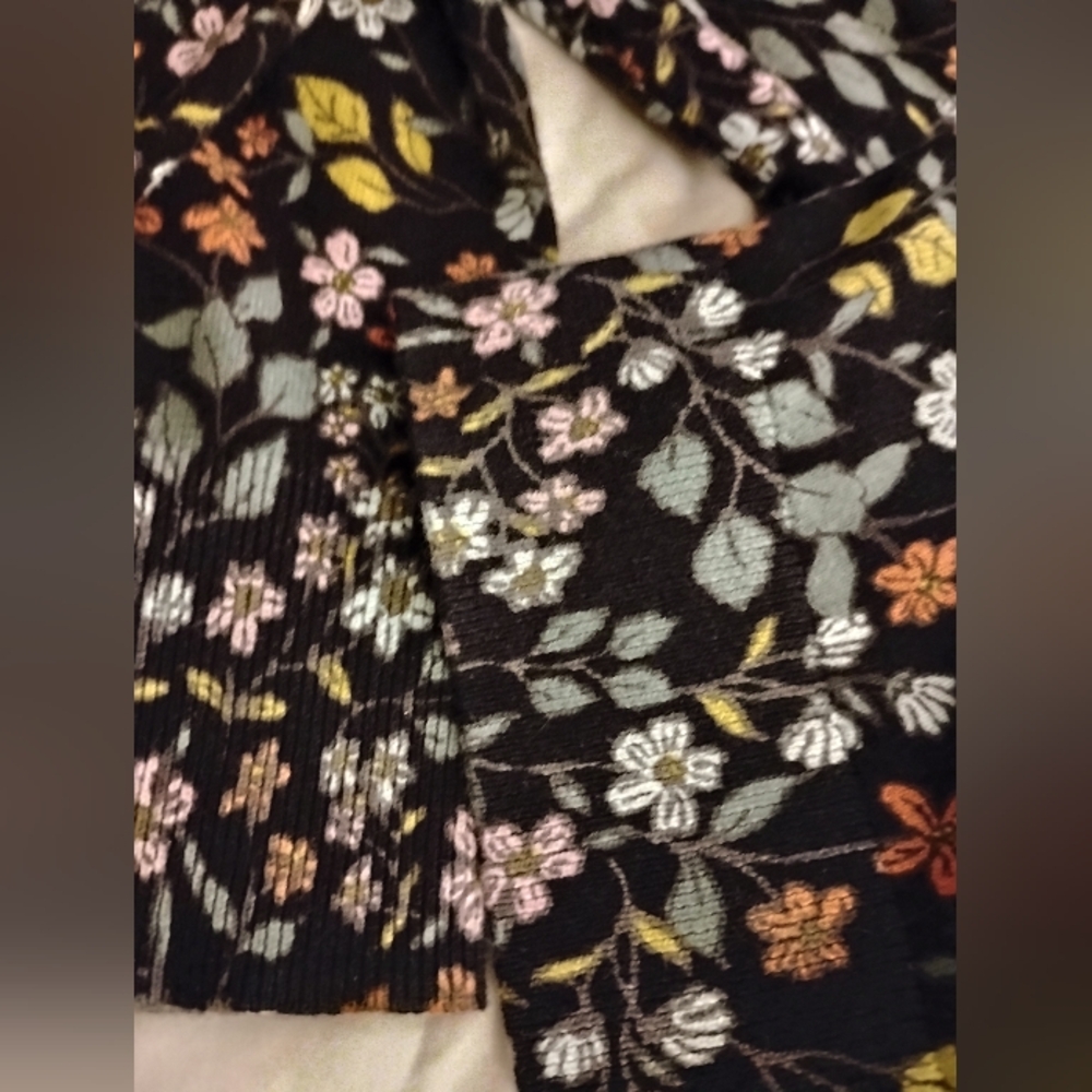 Loft Size XS Top Cardi Black Floral Fall Layer